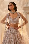 Swish By Dolcy And Simran_Purple Net Embroidered Nakshi Venus 3d Floral Paisley Bridal Lehenga Set _Online_at_Aza_Fashions