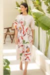 Buy_Merakus_Multi Color Cotton Poplin Print Flora Round Neck Midi Dress _at_Aza_Fashions