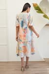 Shop_Merakus_Multi Color Cotton Poplin Print Abstract Round Neck Midi Dress _at_Aza_Fashions