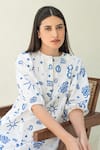 Shop_Merakus_White Cotton Poplin Print Doodle Round Neck Midi Dress _Online_at_Aza_Fashions