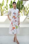 Buy_Merakus_Multi Color Cotton Poplin Print Floral Collar Neck Shirt Dress _at_Aza_Fashions