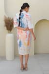 Shop_Merakus_Multi Color Cotton Poplin Print Abstract Collar Neck Midi Shirt Dress _at_Aza_Fashions