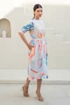 Merakus_Multi Color Cotton Poplin Print Abstract Swerve Round Neck Dress _Online_at_Aza_Fashions