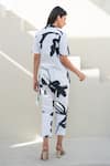 Shop_Merakus_White Cotton Poplin Print Fern Camp Collar Neck Wrap Jacket With Pant _at_Aza_Fashions