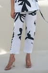 Merakus_White Cotton Poplin Print Fern Camp Collar Neck Wrap Jacket With Pant _Online_at_Aza_Fashions