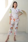 Buy_Merakus_Multi Color Cotton Poplin Print Floral Camp Collar Neck Wrap Jacket With Pant _at_Aza_Fashions