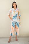 Buy_Merakus_Multi Color Cotton Poplin Print Abstract Camp Collar Neck Wrap Jacket With Pant _at_Aza_Fashions