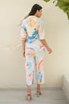 Shop_Merakus_Multi Color Cotton Poplin Print Abstract Camp Collar Neck Wrap Jacket With Pant _at_Aza_Fashions