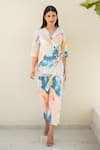 Buy_Merakus_Multi Color Cotton Poplin Print Abstract Camp Collar Neck Wrap Jacket With Pant _Online_at_Aza_Fashions