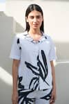 Buy_Merakus_White Cotton Poplin Print Fern Cuban Collar Shirt With Pant _Online_at_Aza_Fashions