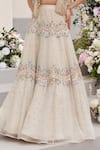 SAISHA_Ivory Organza Embroidered Sequin Gilet Open Zardozi Combination Lehenga Set _Online_at_Aza_Fashions