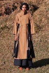 Buy_Kharakapas_Beige Cotton Solid Trench Coat _at_Aza_Fashions