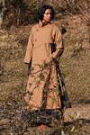 Shop_Kharakapas_Beige Cotton Solid Trench Coat _at_Aza_Fashions