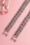 Shop Mero Jewellery Silver Plated Stones Temple Carved Anklets Set Of 2 at Aza Fashions Shop_Mero Jewellery_Silver Plated Stones Temple Carved Anklets Set Of 2 _at_Aza_Fashions