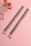 Buy_Mero Jewellery_Silver Plated Stone Ruby Embellished Anklets Set _at_Aza_Fashions