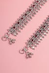 Shop_Mero Jewellery_Silver Plated Stone Ruby Embellished Anklets Set _at_Aza_Fashions