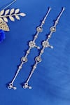 Buy_Mero Jewellery_Silver Plated Crystals, Diamonds Cubic Zirconia Embellished Anklet Set _at_Aza_Fashions