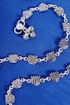 Shop Mero Jewellery Silver Plated Lotus Carved Anklet Set at Aza Fashions Shop_Mero Jewellery_Silver Plated Lotus Carved Anklet Set _at_Aza_Fashions
