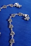 Shop_Mero Jewellery_Silver Plated Rhinestones Rose Carved Kundan Anklet Set _at_Aza_Fashions