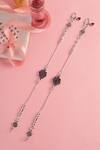 Buy_Mero Jewellery_Silver Plated Crystals, Stones Floral Kundan And Cubic Zirconia Anklet Set _at_Aza_Fashions