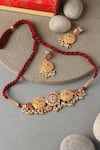 Buy_Mero Jewellery_Red Pearls Floral Kundan Embellished Necklace Set _at_Aza_Fashions