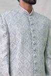 Arihant Rai Sinha_Grey Sherwani Art Silk Embroidery Cutdana Thread With Churidar _at_Aza_Fashions