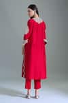 Shop_Prisho_Red Silk Embroidery, Gota Patti Round Neck Floral Kurta Set _at_Aza_Fashions