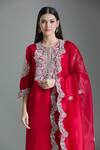 Buy_Prisho_Red Silk Embroidery, Gota Patti Round Neck Floral Kurta Set _Online_at_Aza_Fashions