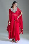 Prisho Red Organza Beads Sweetheart , Round Dori Embroidered Kaftan Set at Aza Fashions Prisho_Red Organza Beads Sweetheart , Round Dori Embroidered Kaftan Set _at_Aza_Fashions