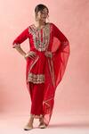Buy Samyukta Singhania Red Georgette, Organza Sequins, Embroidery, Gota Patti Floral Anarkali Set Buy_Samyukta Singhania_Red Georgette, Organza Sequins, Embroidery, Gota Patti Floral Anarkali Set