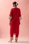 Shop_Samyukta Singhania_Red Chanderi Silk, Silk, Organza Embroidery Round Dori Floral Veli Kurta Set _at_Aza_Fashions