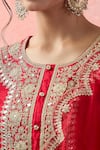 Buy_Samyukta Singhania_Red Chanderi Silk, Silk, Organza Embroidery Round Dori Floral Veli Kurta Set _Online_at_Aza_Fashions