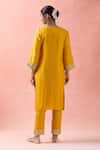 Shop_Samyukta Singhania_Yellow Silk, Organza Gota Patti, Embroidery, Sequins Round Neck Dori Kurta Set _at_Aza_Fashions