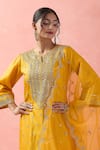 Shop_Samyukta Singhania_Yellow Silk, Organza Gota Patti, Embroidery, Sequins Round Neck Dori Kurta Set _Online_at_Aza_Fashions