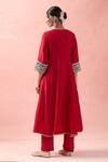 Shop_Samyukta Singhania_Red Silk, Organza, Cotton Embroidery, Gota Patti Round Neck Anarkali Set _at_Aza_Fashions