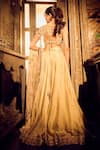 Shop_Swish By Dolcy And Simran_Ivory Satin Organza Embroidered Sequin V Neck Lyra Ombre Embellished Lehenga Set _at_Aza_Fashions