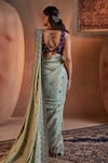 Shop_Manvi Kapoor_Green Saree Silk Embroidered Sequins Plunge Bageecha Floral With Blouse _at_Aza_Fashions