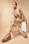 Shop_Aanchal Sayal_Gold Cutdana Scalloped Wedges_at_Aza_Fashions
