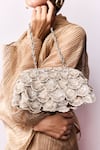 Buy Aanchal Sayal Silver Cutdana 3d Sequin Petal Embroidered Handbag at Aza Fashions Buy_Aanchal Sayal_Silver Cutdana 3d Sequin Petal Embroidered Handbag_at_Aza_Fashions