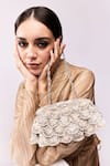 Shop Aanchal Sayal Silver Cutdana 3d Sequin Petal Embroidered Handbag at Aza Fashions Shop_Aanchal Sayal_Silver Cutdana 3d Sequin Petal Embroidered Handbag_at_Aza_Fashions