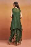 Shop_SHIKHA MALIK_Green Silk Chanderi Embroidery Cutwork Tassels Cowl Solid Neckline Kurta Set _at_Aza_Fashions