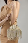 Buy_Tasna_Gold Cutdana Tassel D-frame Potli _at_Aza_Fashions