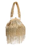 Shop_Tasna_Gold Cutdana Tassel D-frame Potli _at_Aza_Fashions