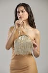 Tasna_Gold Cutdana Tassel D-frame Potli _Online_at_Aza_Fashions
