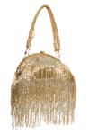 Shop_Tasna_Gold Cutdana Tassel D-frame Potli _Online_at_Aza_Fashions