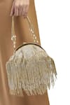 Tasna_Gold Cutdana Tassel D-frame Potli _at_Aza_Fashions