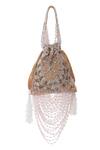 Buy_Tasna_Gold Tassel Beaded Potli _Online_at_Aza_Fashions