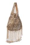 Shop_Tasna_Gold Tassel Pearl Embellished Potli Bag _Online_at_Aza_Fashions