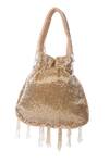 Buy_Tasna_Gold Cut Work, Pearls, Tassels Cutdana Embellished Potli _Online_at_Aza_Fashions