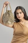 Tasna_Gold Cutdana Mirror Potli _at_Aza_Fashions